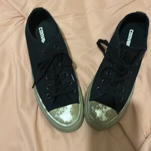 Converse All Star Black/Silver Low Top Sneakers Size 8